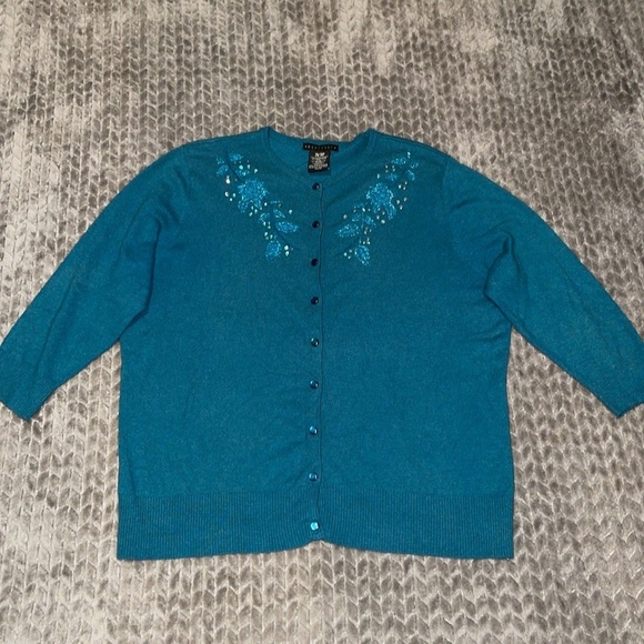Apostrophe 3/4 Sleeve Button Down Cardigan. Mohair Blend. Size 16-18. - Picture 7 of 8